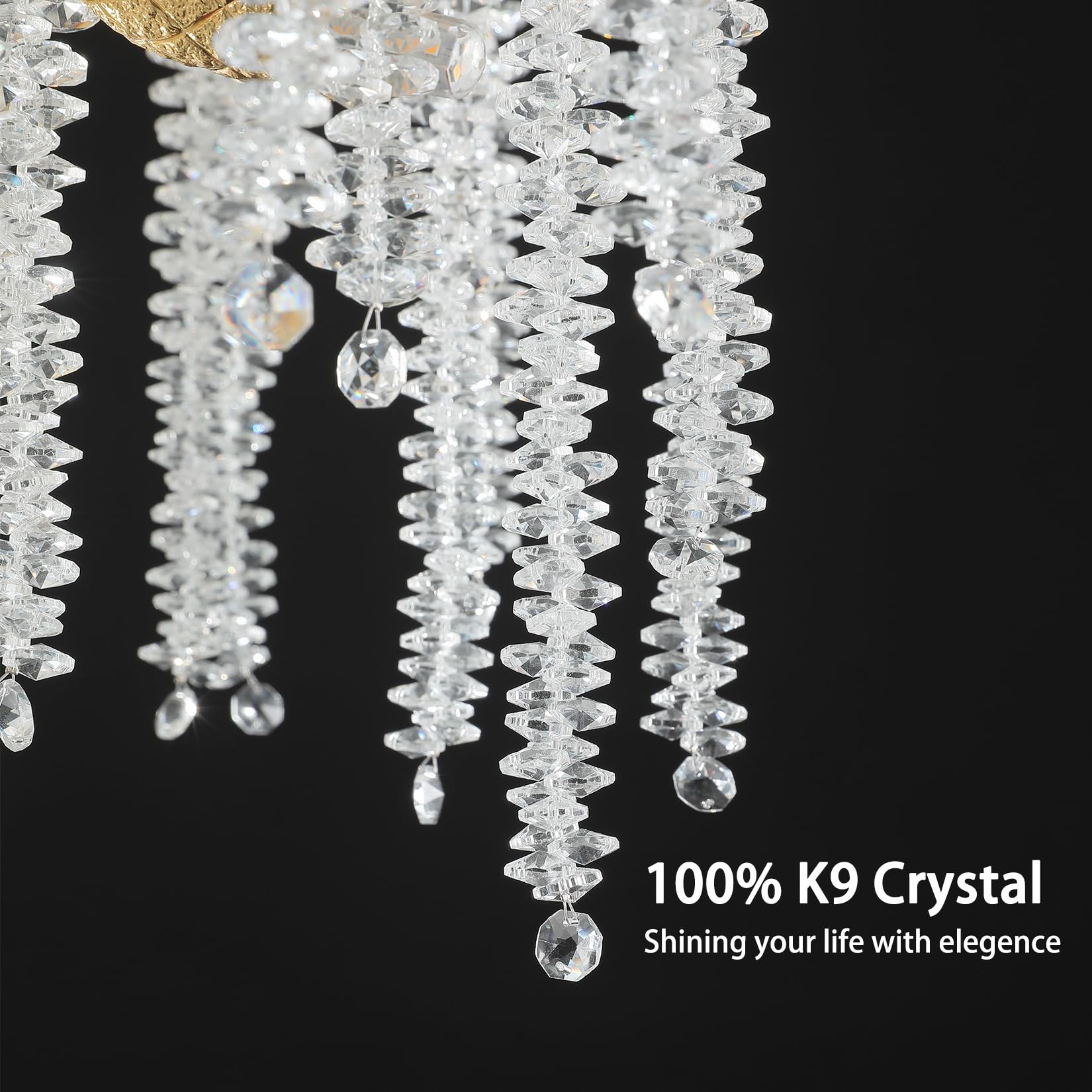 Modern Crystal Chandeliers for Dining Room,Gold Tree Branches Chandelier Lighting,Round Luxury High Ceiling Chandelier Light Fixture Hanging Pendant Light Fixtures-30