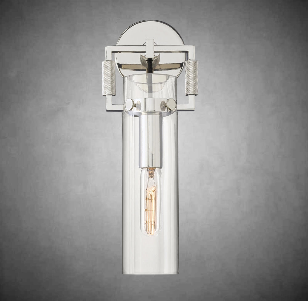 Funda Glass Cylinder Wall Sconce 12”, Wall Light For Bedroom