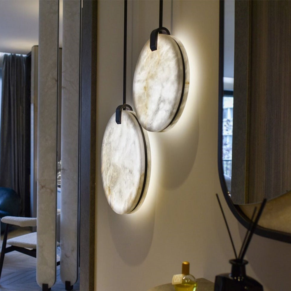 Alabaster Disc Pendant Light