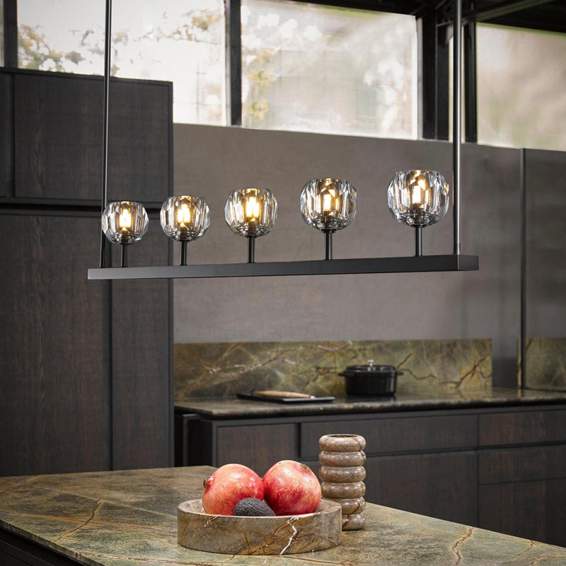 Kristal Ball Linear Crystal Chandelier, Dining Table Lamp, Kitchen Island Lamp