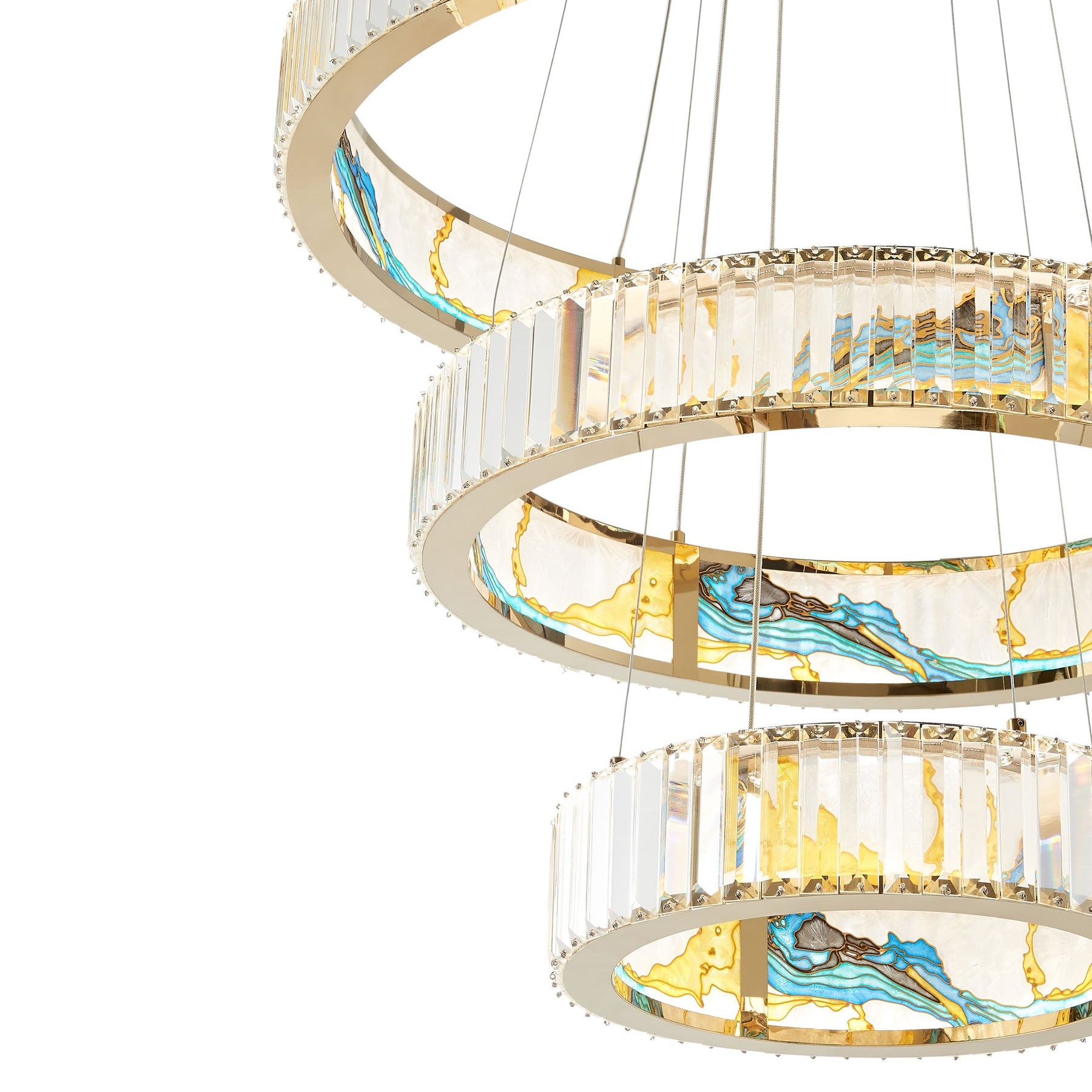 Sharyn Colorful Three Tiers Round Crystal Chandelier