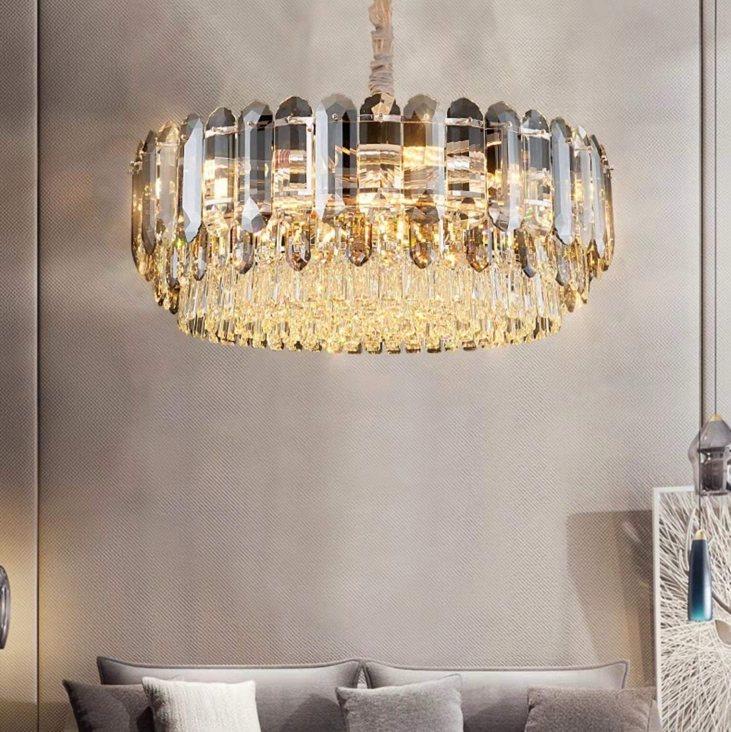 Luxury Smoke Gray K9 Crystal Chandeliers for Dining Room/Living Room