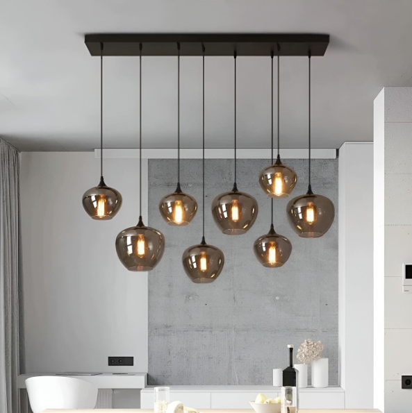 Modern Smoke Gray Glass Lamp Designer Chandelier for Cafe/Kitchen Island/Dining Room Style B