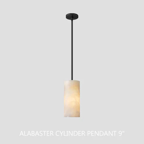 Hand-Carved Alabaster Cylinder Pendant