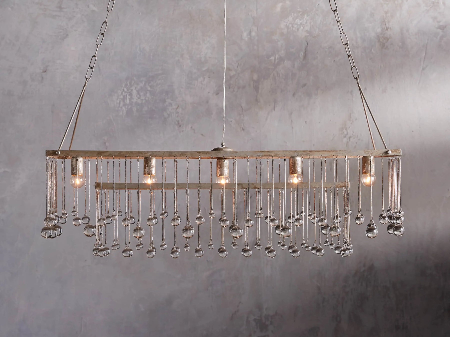 Crystal Ball Aubrey Rectangular Chandelier 47'' 60''