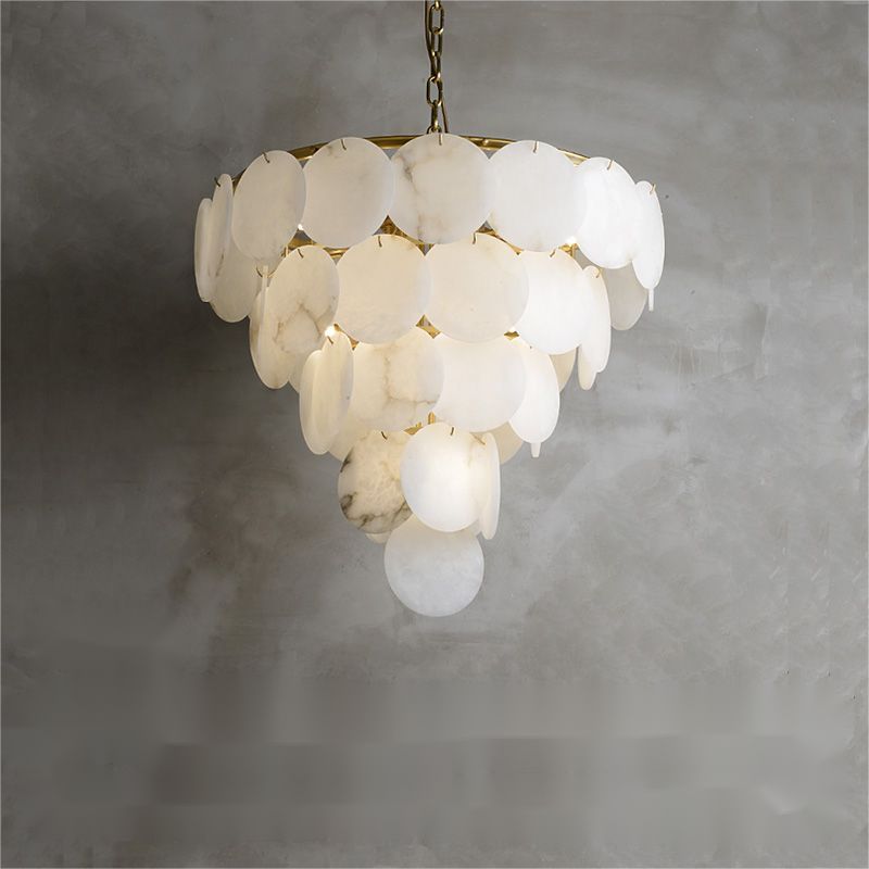 Alabaster Magnolia Multi-tiered Round Chandelier 吊灯 rbrights 4 Layer Style B