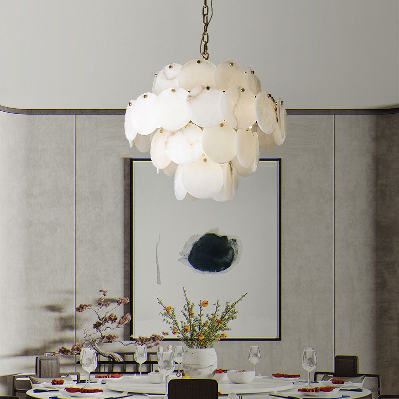 Alabaster Magnolia Multi-tiered Round Chandelier 吊灯 rbrights 4 Layer Style A