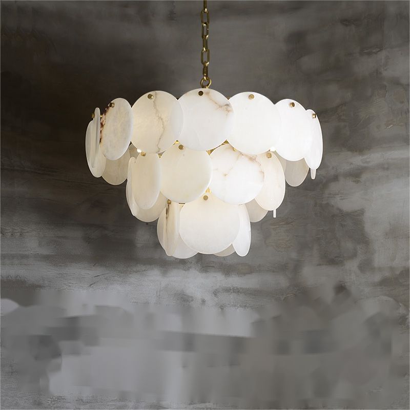 Alabaster Magnolia Multi-tiered Round Chandelier 吊灯 rbrights 3 Layer