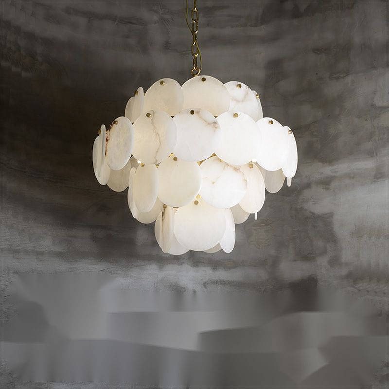 Alabaster Magnolia Multi-tiered Round Chandelier 吊灯 rbrights