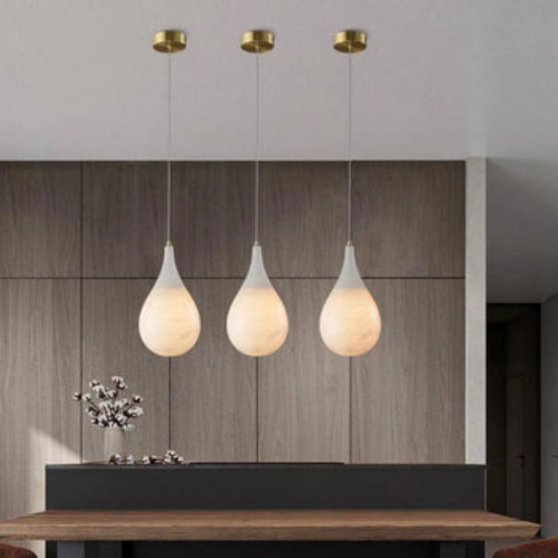 Alabaster Teardrop Single Pendant Light 7"D rbrights