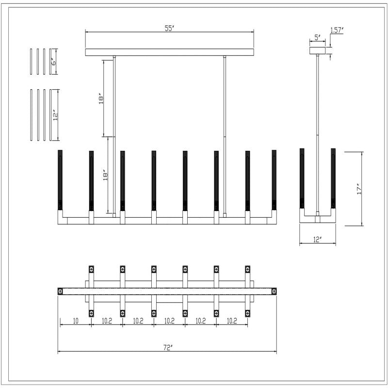 Pulse Candlestick Glass Linear Chandelier