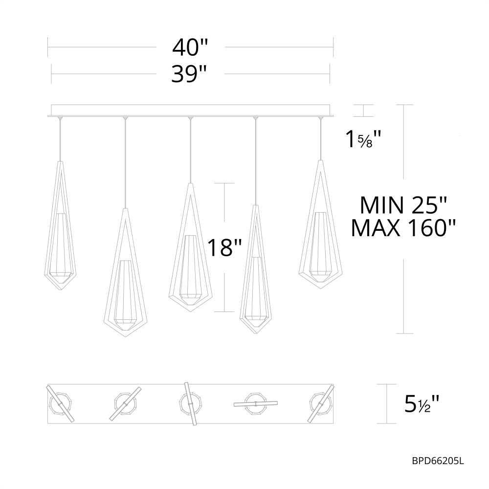 Devote Linear Chandelier 5 Light