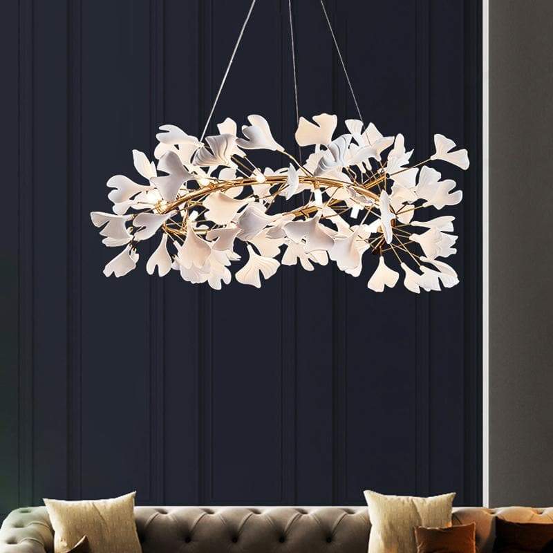 Ceramic Ginkgo Curved Chandelier
