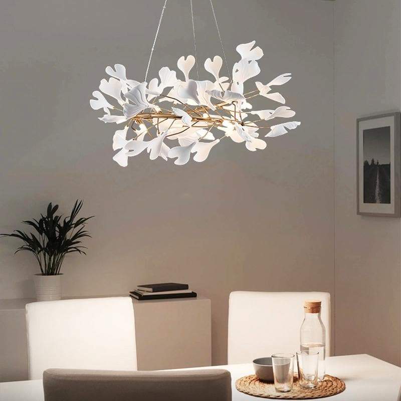 Ceramic Ginkgo Curved Chandelier