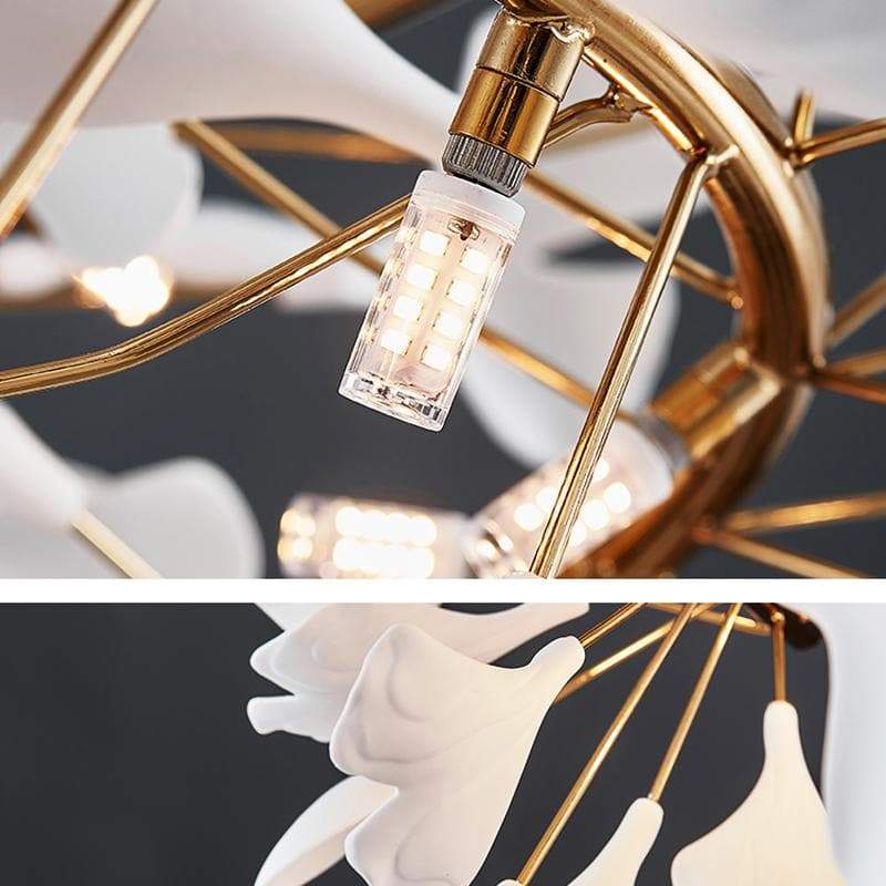 Ceramic Ginkgo Curved Chandelier