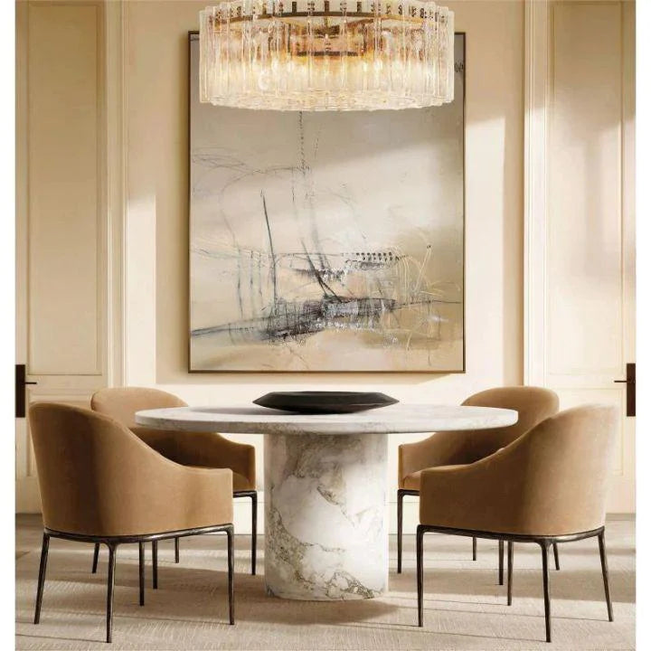 Lattic Smoke Glass Round Chandelier 36”