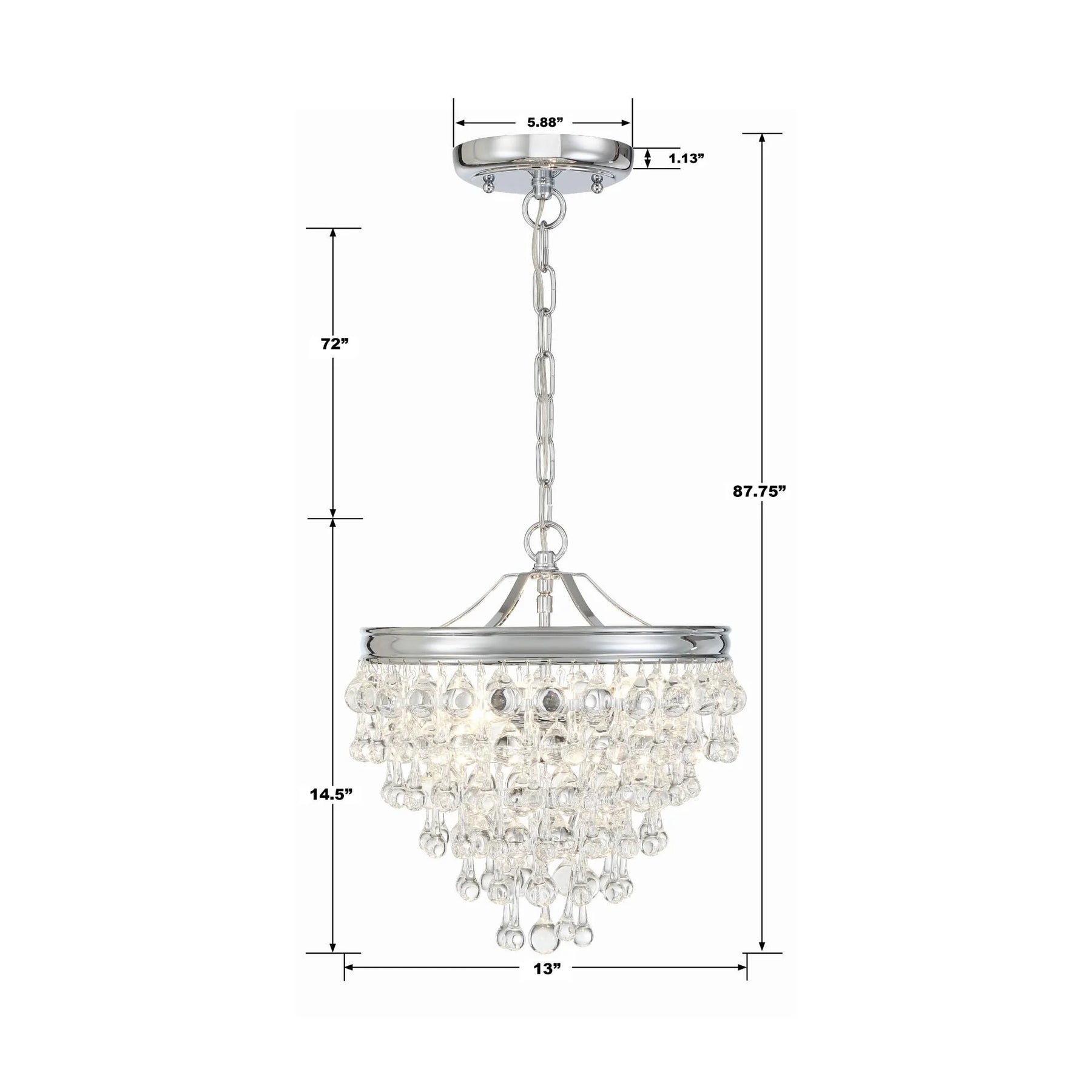Calypso 13 Inch 3 Light Mini Chandelier