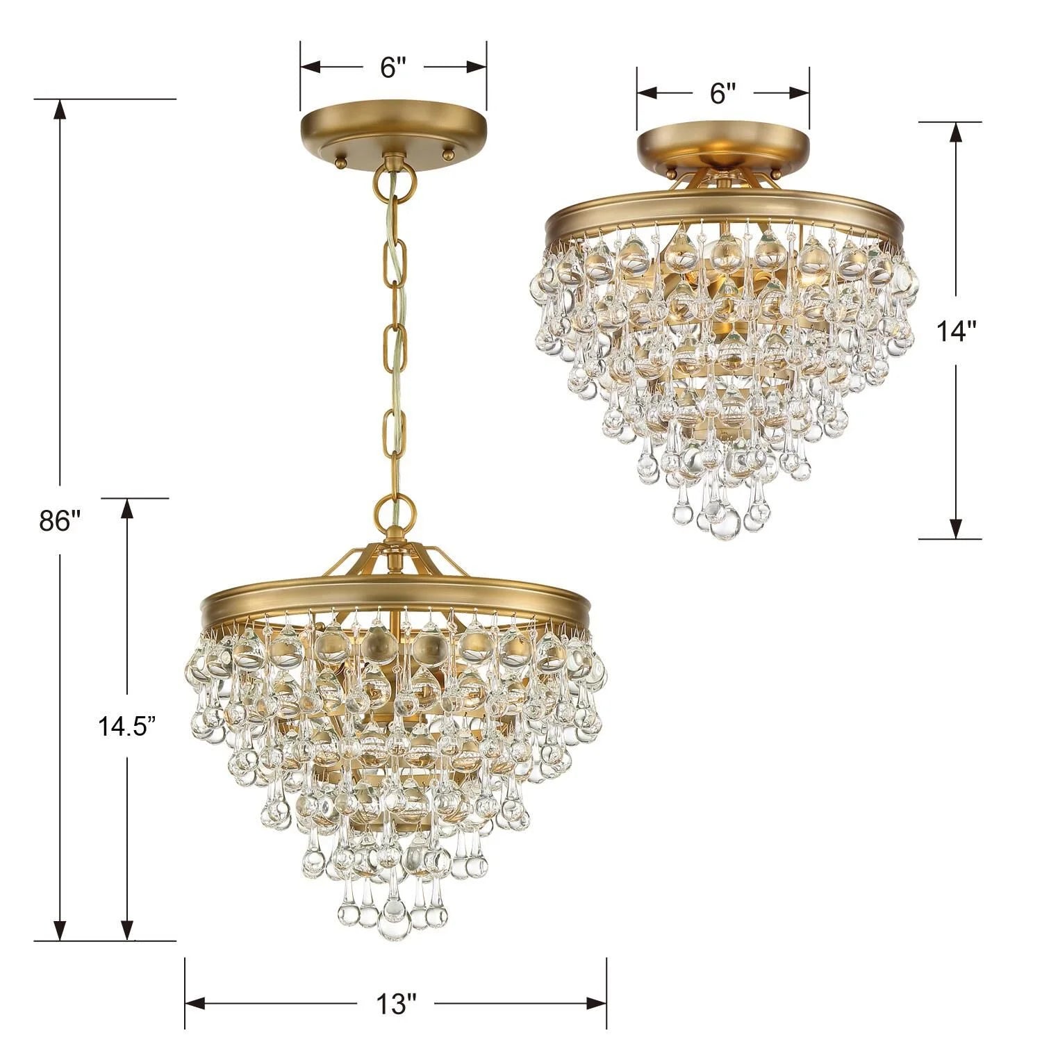 Calypso 13 Inch 3 Light Mini Chandelier