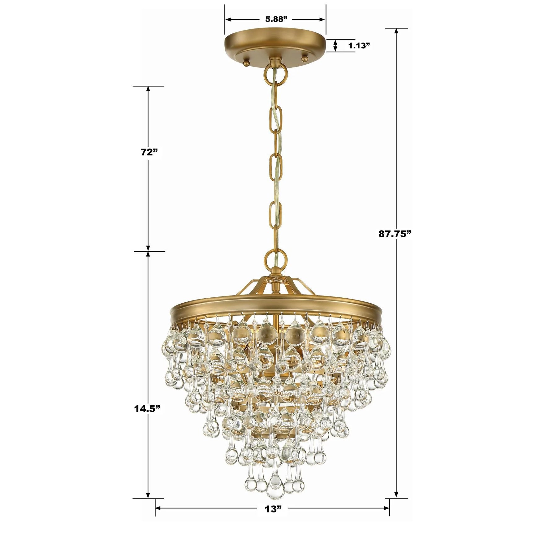 Calypso 13 Inch 3 Light Mini Chandelier
