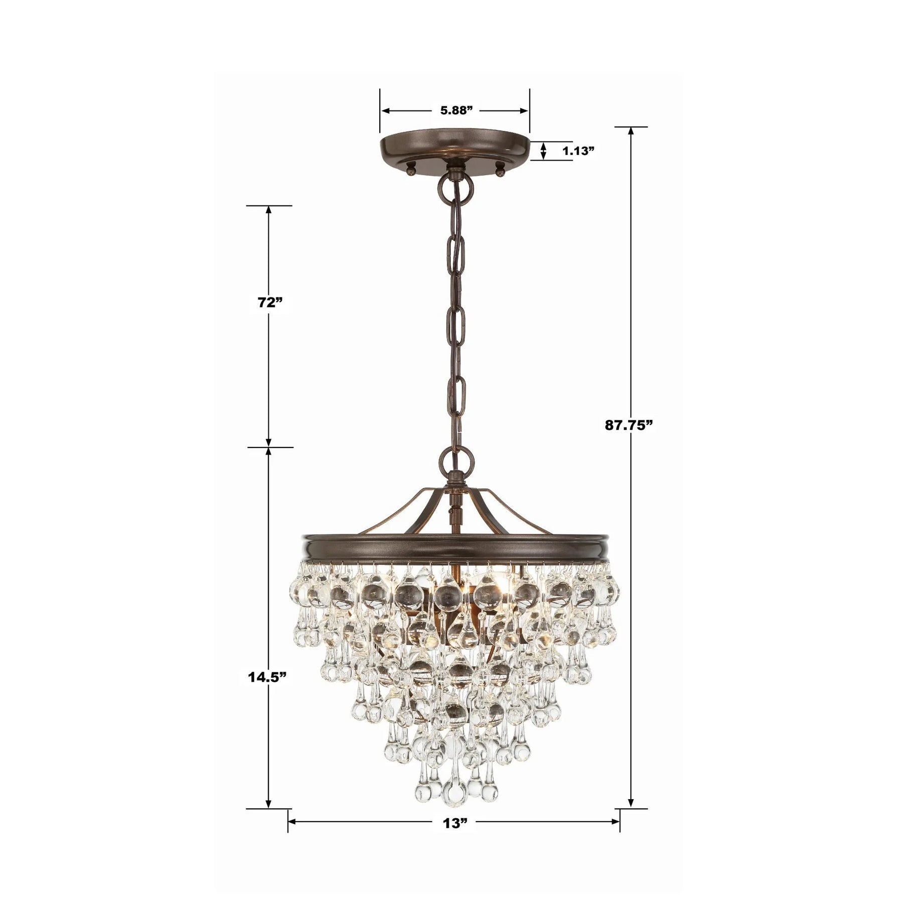 Calypso 13 Inch 3 Light Mini Chandelier