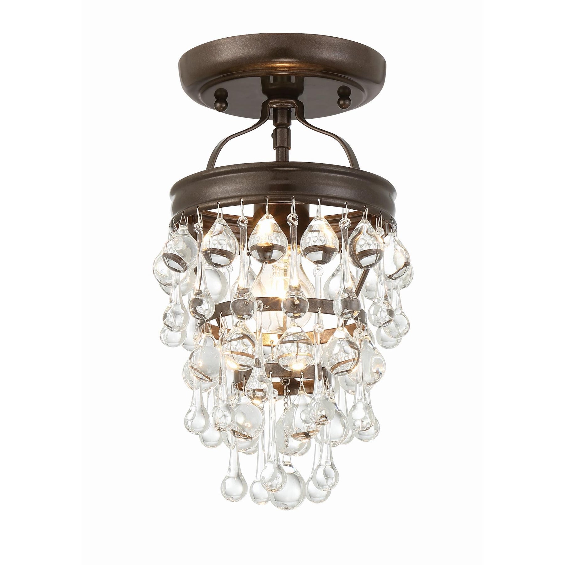 Crystorama Calypso 7" 1-Light Vibrant Gold Clear Crystal Semi-Flush Mount