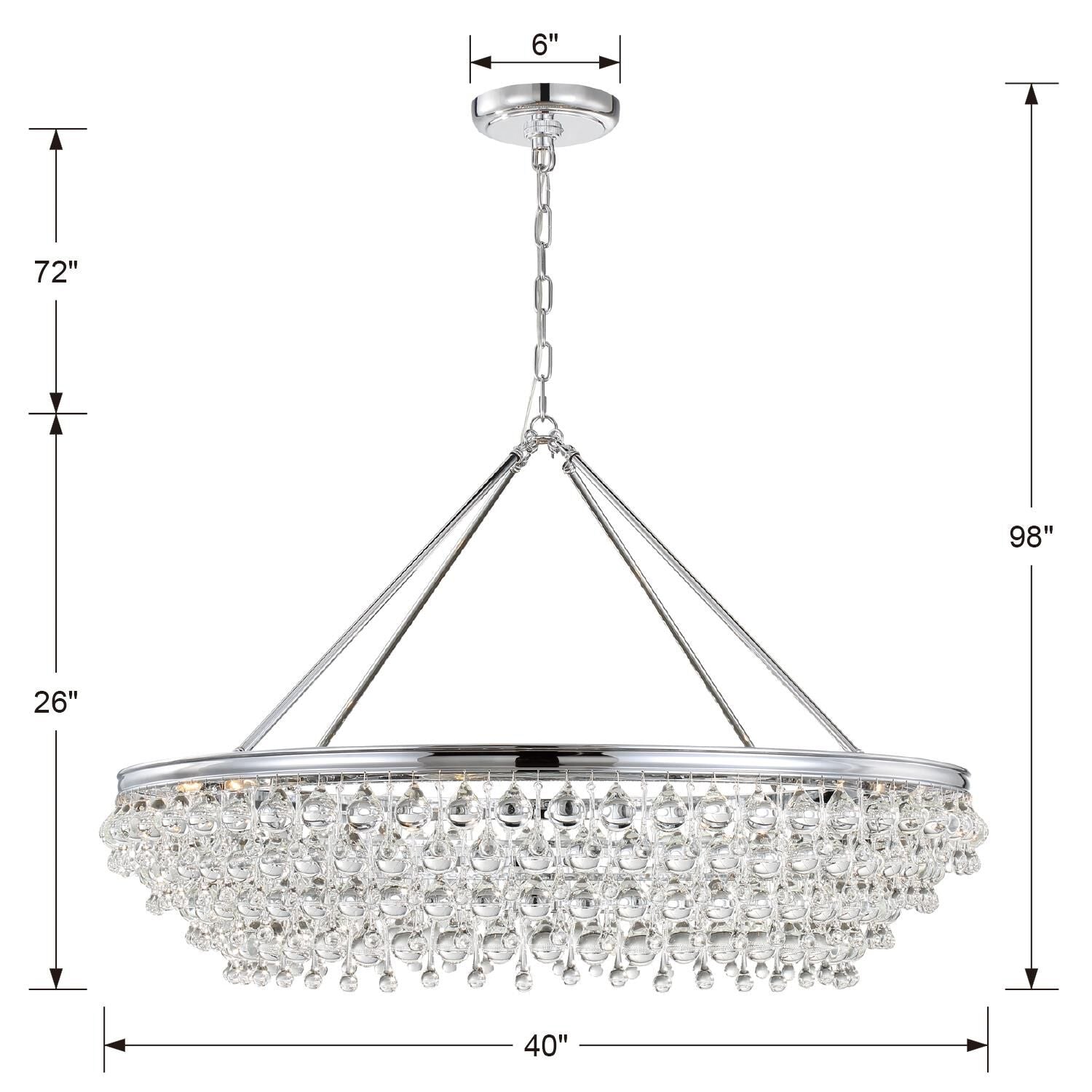 Crystorama Calypso 8-Light Polished Chrome Chandelier with Clear Crystal Drops