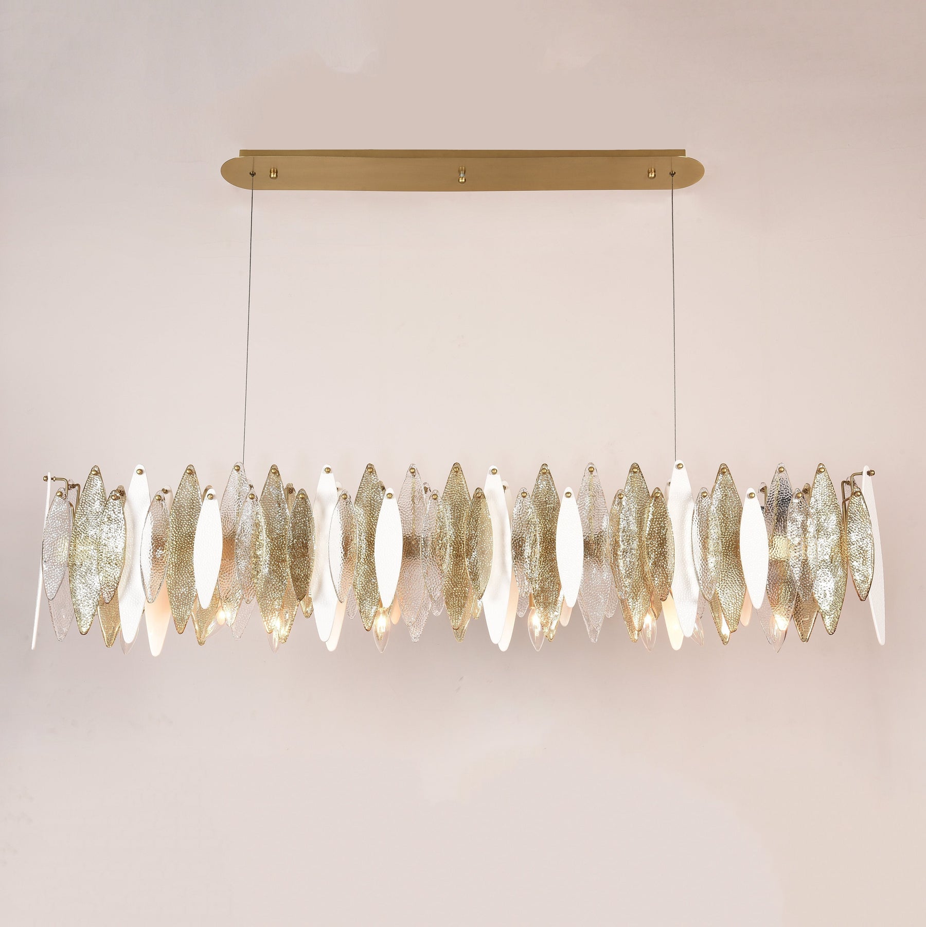 Larry Linear/Rectangle Oval Glass Chandelier