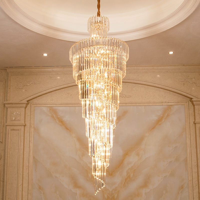 LYFAIRS D39.4"*H236.2"/ 58 Lights Fancy Extra Length modern Spiral Chandelier Long Crystal Chandelier For Hallway