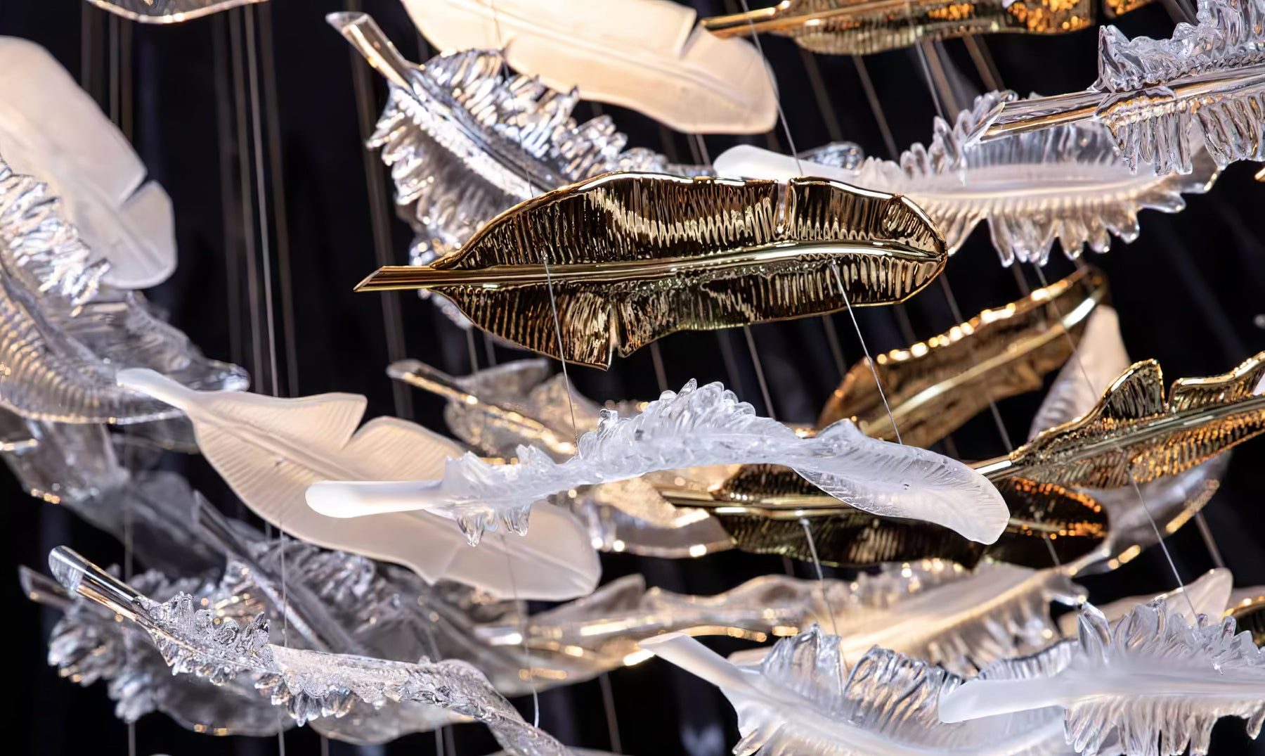 Odette Glass Feathers Chandelier, Customized Modern Chandelier For Lobby,Hallway,Staircase