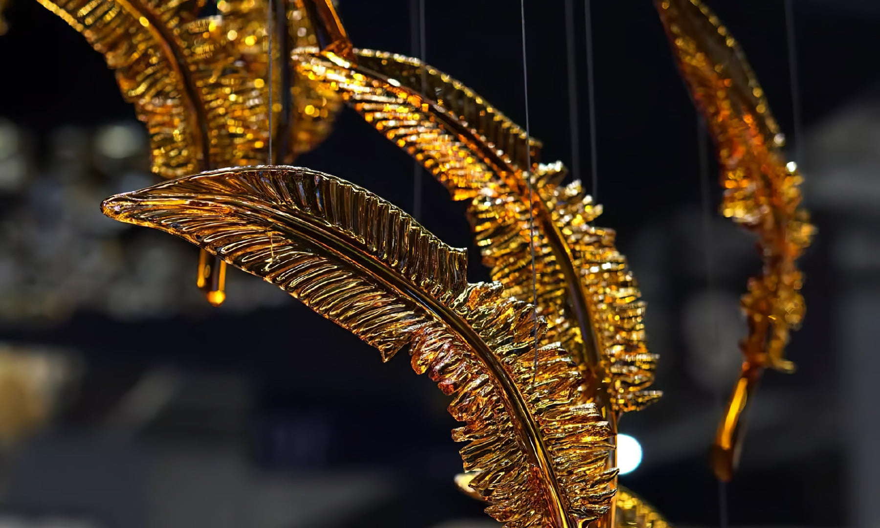 Odette Glass Feathers Chandelier, Customized Modern Chandelier For Lobby,Hallway,Staircase