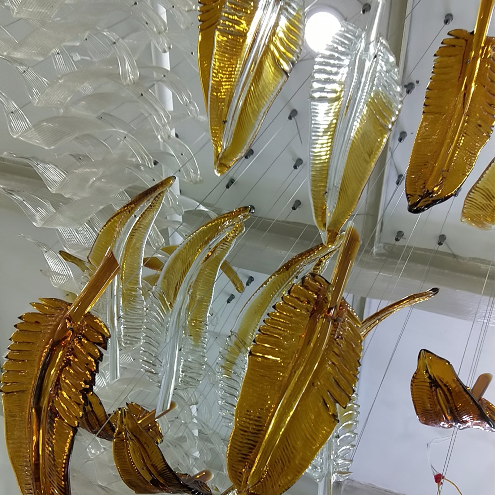 Odette Glass Feathers Chandelier, Customized Modern Chandelier For Lobby,Hallway,Staircase
