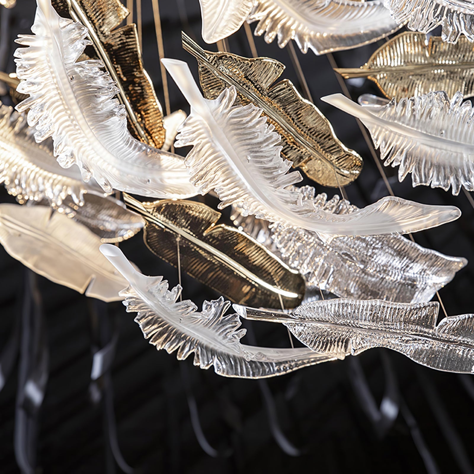 Odette Glass Feathers Chandelier, Customized Modern Chandelier For Lobby,Hallway,Staircase
