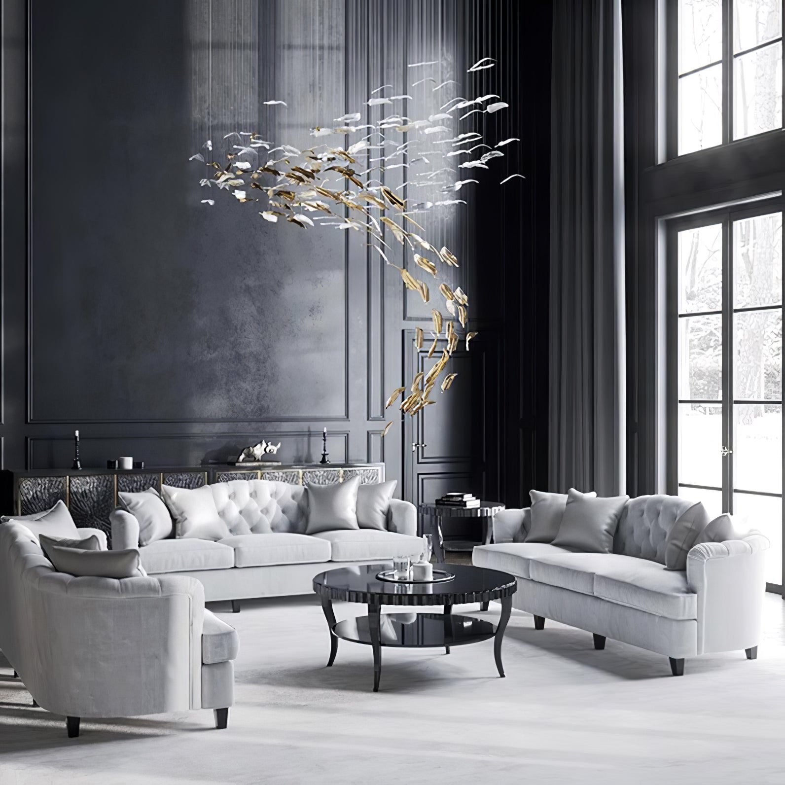 Odette Glass Feathers Chandelier, Customized Modern Chandelier For Lobby,Hallway,Staircase