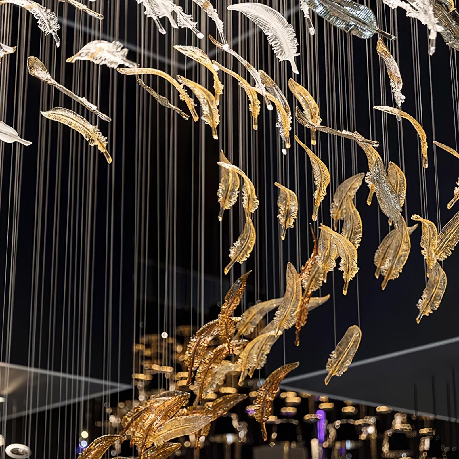 Odette Glass Feathers Chandelier, Customized Modern Chandelier For Lobby,Hallway,Staircase