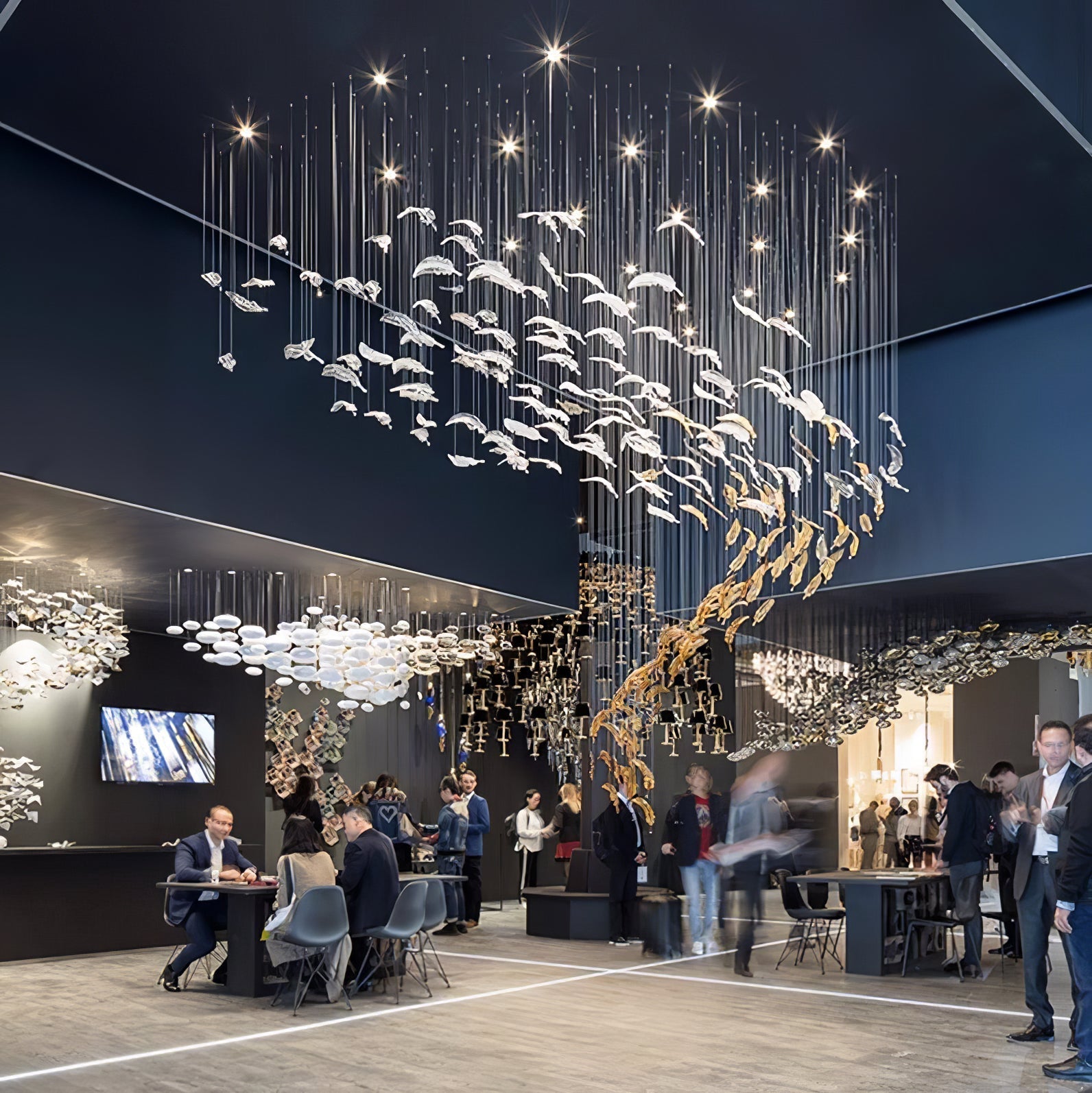 Odette Glass Feathers Chandelier, Customized Modern Chandelier For Lobby,Hallway,Staircase