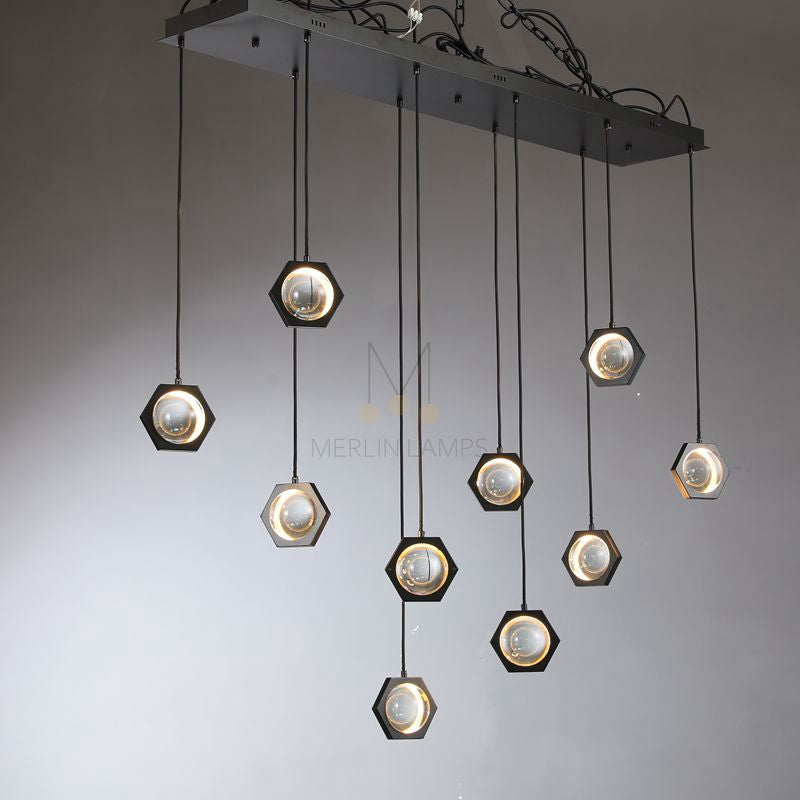 Planets Modern Linear Glass Chandelier W 54" 72''
