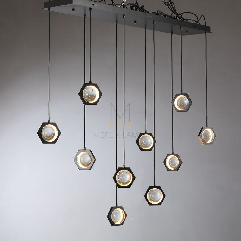 Planets Modern Linear Glass Chandelier W 54" 72''