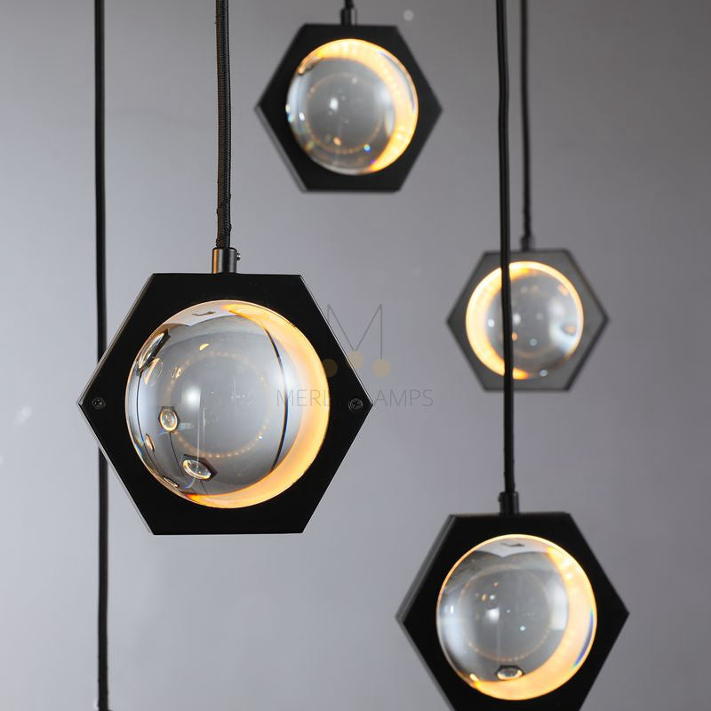 Planets Modern Linear Glass Chandelier W 54" 72''