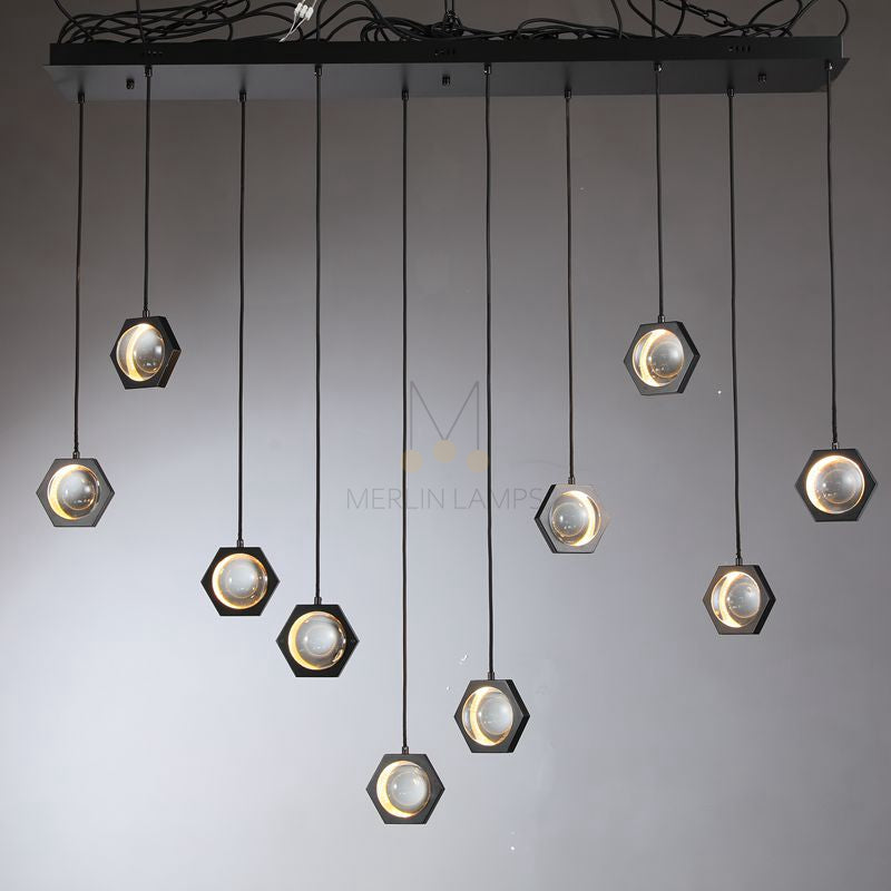 Planets Modern Linear Glass Chandelier W 54" 72''