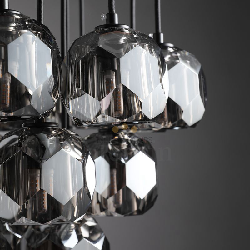 Kristal Round Cluster Crystal Chandelier, Foyer Entryway, Living Room Lamp