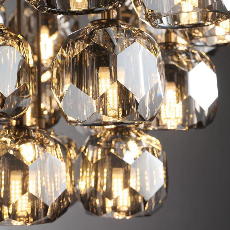 Kristal Round Cluster Crystal Chandelier, Foyer Entryway, Living Room Lamp
