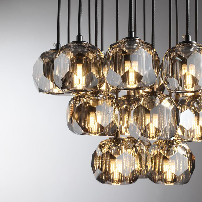 Kristal Round Cluster Crystal Chandelier, Foyer Entryway, Living Room Lamp