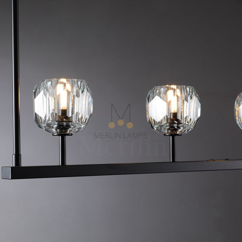 Kristal Ball Linear Crystal Chandelier, Dining Table Lamp, Kitchen Island Lamp