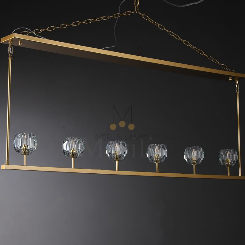 Kristal Ball Linear Crystal Chandelier, Dining Table Lamp, Kitchen Island Lamp