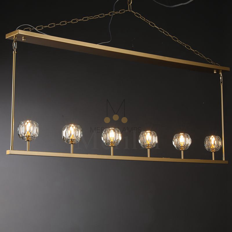 Kristal Ball Linear Crystal Chandelier, Dining Table Lamp, Kitchen Island Lamp