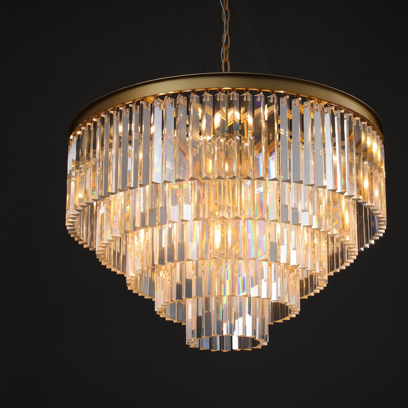 Odiana Series K9 Crystal Tiered Round Chandelier 19" 31" 43" Chandelier For Living Room Dinning Room