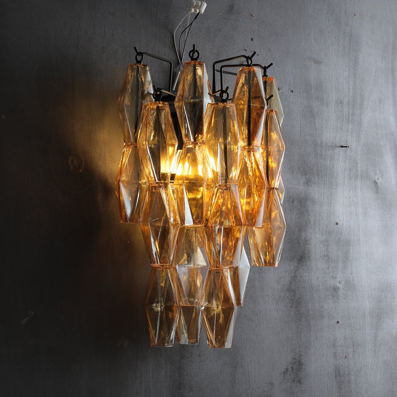 Renee Luxurious Glass Tiered Wall Sconce, Indoor Bedside Wall Lamp Fixture