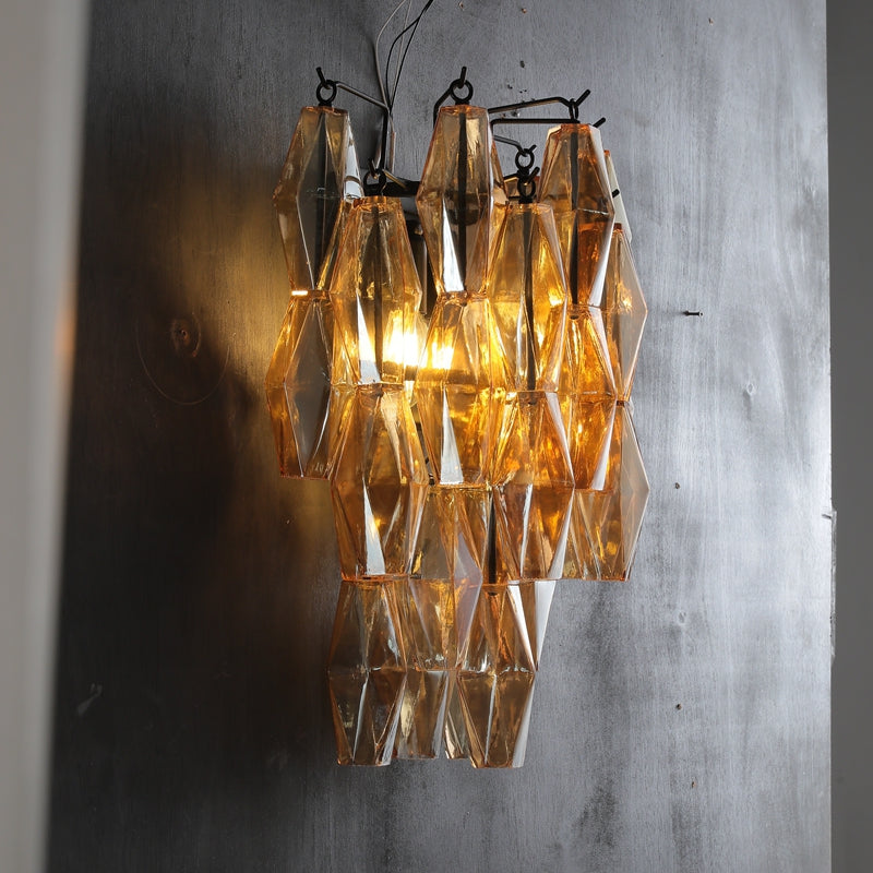 Renee Luxurious Glass Tiered Wall Sconce, Indoor Bedside Wall Lamp Fixture
