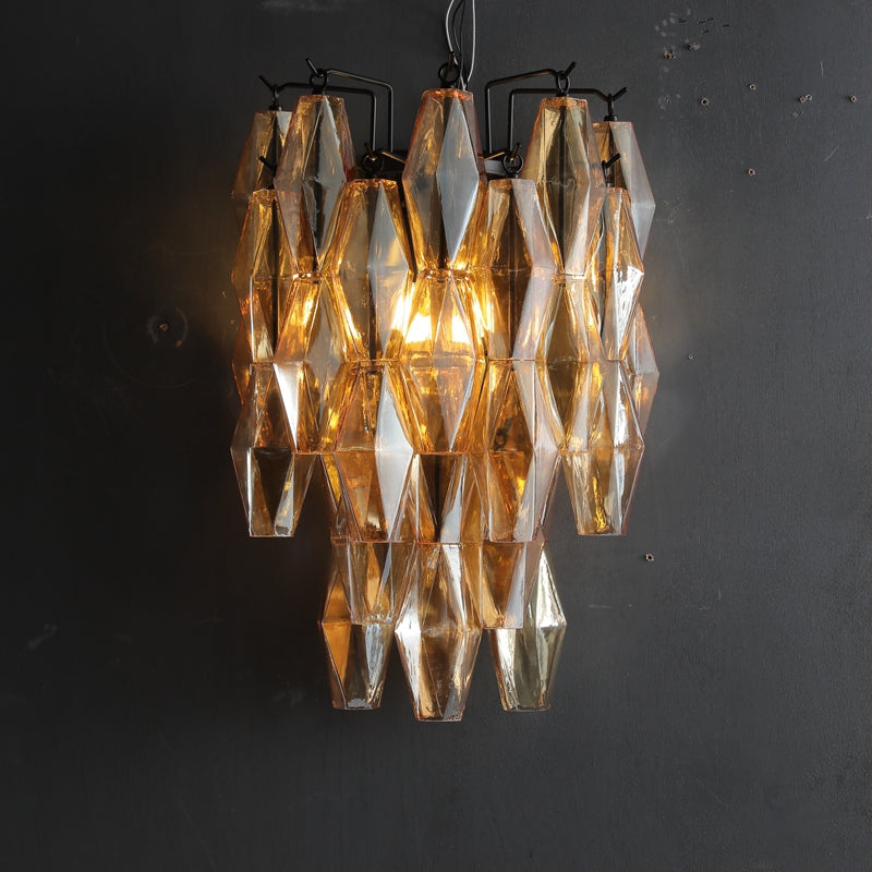Renee Luxurious Glass Tiered Wall Sconce, Indoor Bedside Wall Lamp Fixture