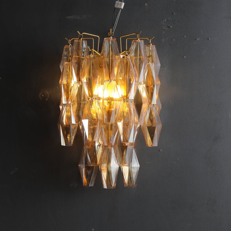 Renee Luxurious Glass Tiered Wall Sconce, Indoor Bedside Wall Lamp Fixture